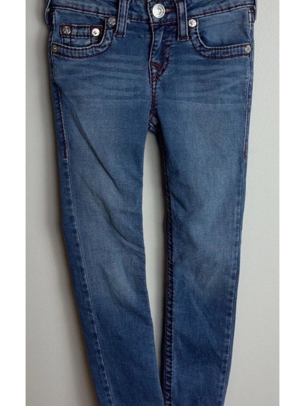 True Religion Jeans Big T Skinny Fit Blue Denim Size 6/7 Kids Child Boy